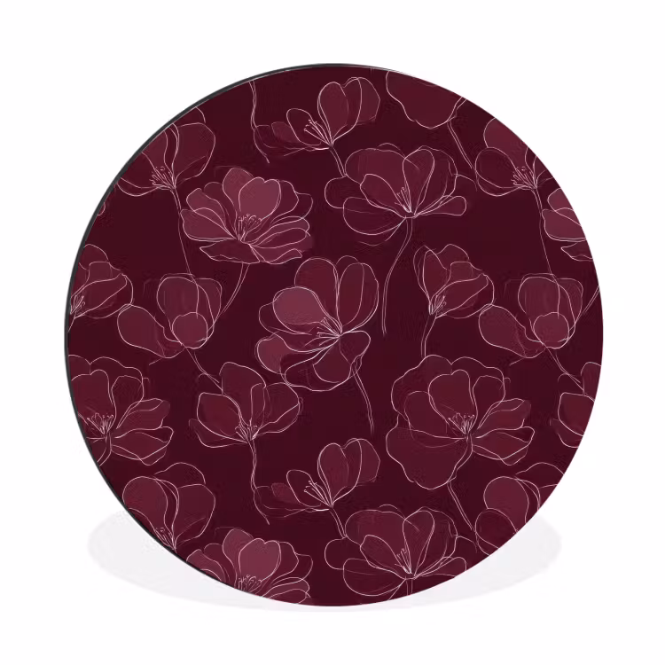 Wandcirkel - Aluminium - Bloemen - Patroon - Bordeauxrood — 1