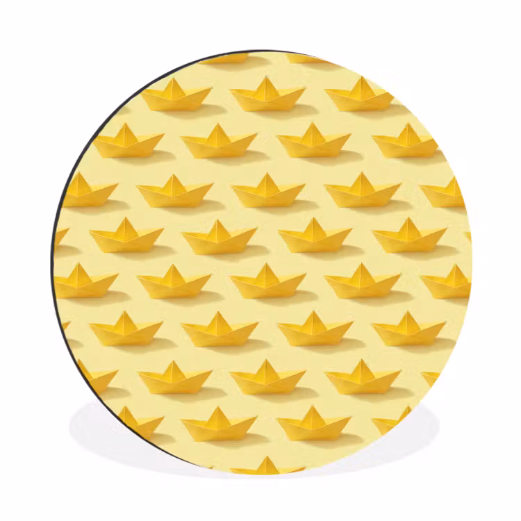 Wandcirkel - Aluminium - Bootjes - Origami - Creatief - Geel — 1