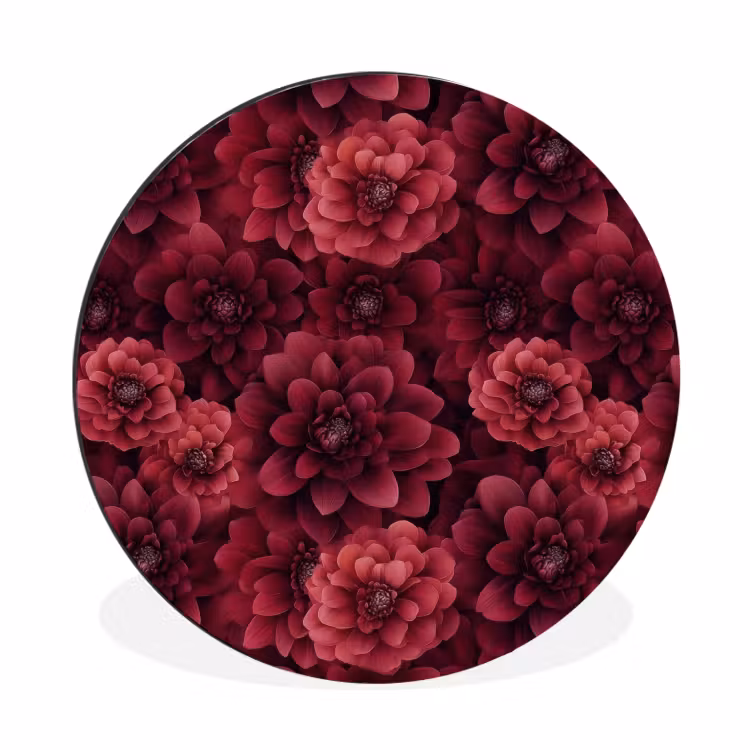 Wandcirkel - Aluminium - Dahlias - Bloemen - Rood — 1