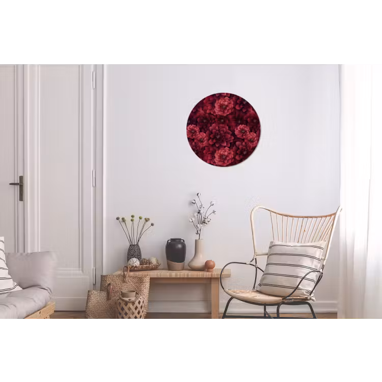 Wandcirkel - Aluminium - Dahlias - Bloemen - Rood — 2