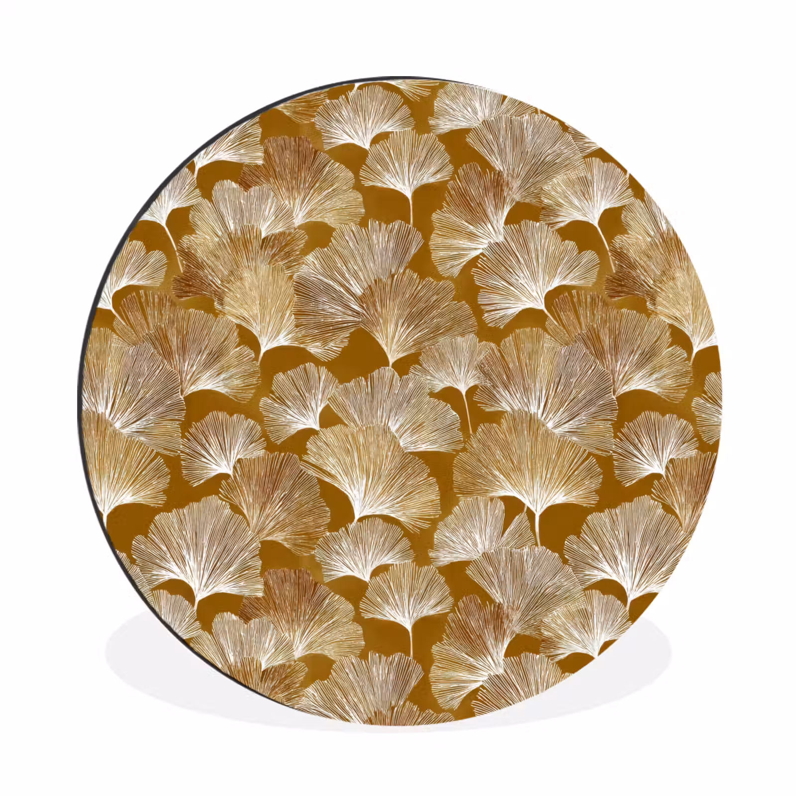 Wandcirkel - Aluminium - Ginkgo - Bladeren - Goud — 1