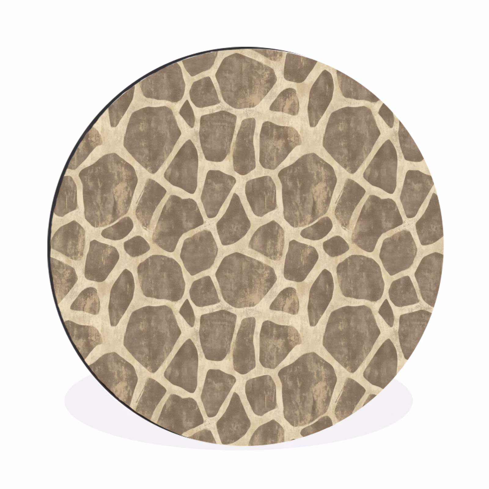 Wandcirkel - Aluminium - Giraf - Patroon - Beige - Bruin — 1