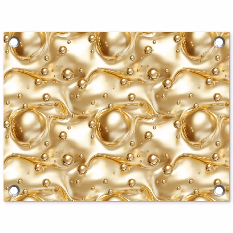 Tuinposter - Vloeibaar - Druppels - Goud — 1