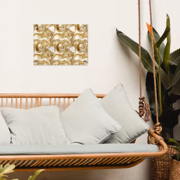 Tuinposter - Vloeibaar - Druppels - Goud — 5