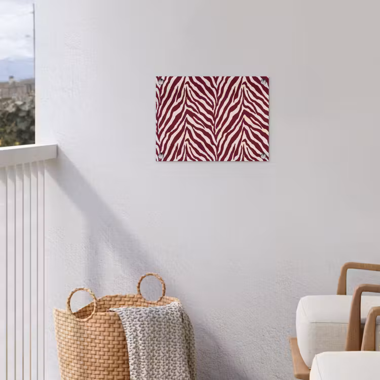 Tuinposter - Zebra - Motief - Bordeaux - Rood — 3