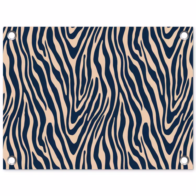 Tuinposter - Zebra - Patroon - Blauw - Beige — 1