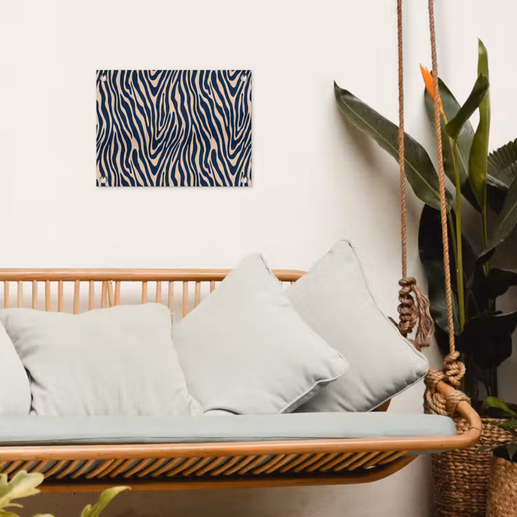 Tuinposter - Zebra - Patroon - Blauw - Beige — 5