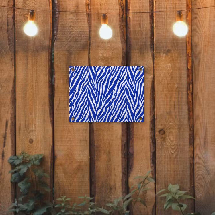 Tuinposter - Zebra - Patroon - Kobalt - Blauw — 2