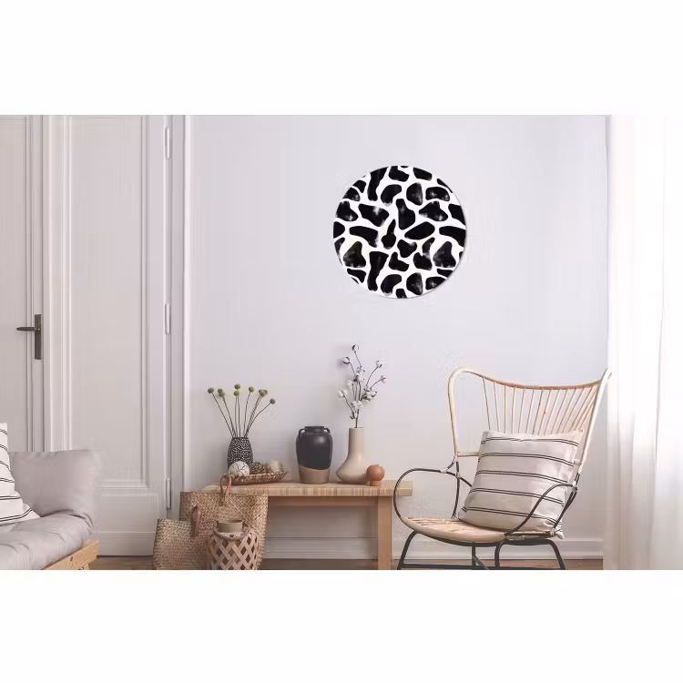Wandcirkel - Aluminium - Dierenpatroon - Vlekken - Zwart - Wit — 2