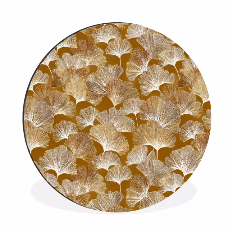 Wandcirkel - Aluminium - Ginkgo - Bladeren - Goud — 1