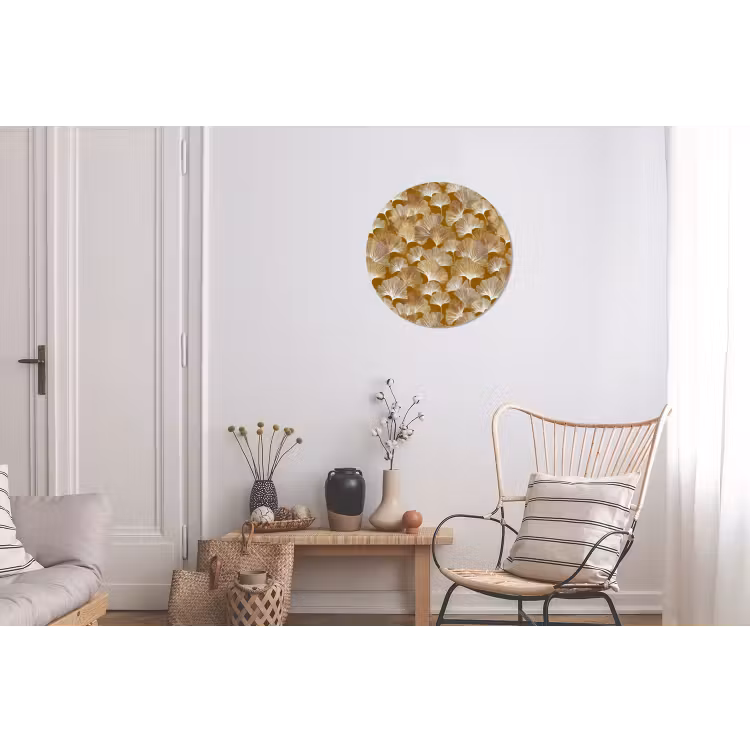Wandcirkel - Aluminium - Ginkgo - Bladeren - Goud — 2