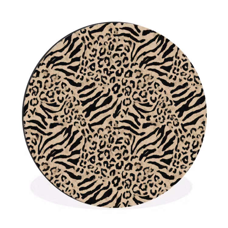 Wandcirkel - Aluminium - Giraf - Zebra - Motief - Bruin — 1