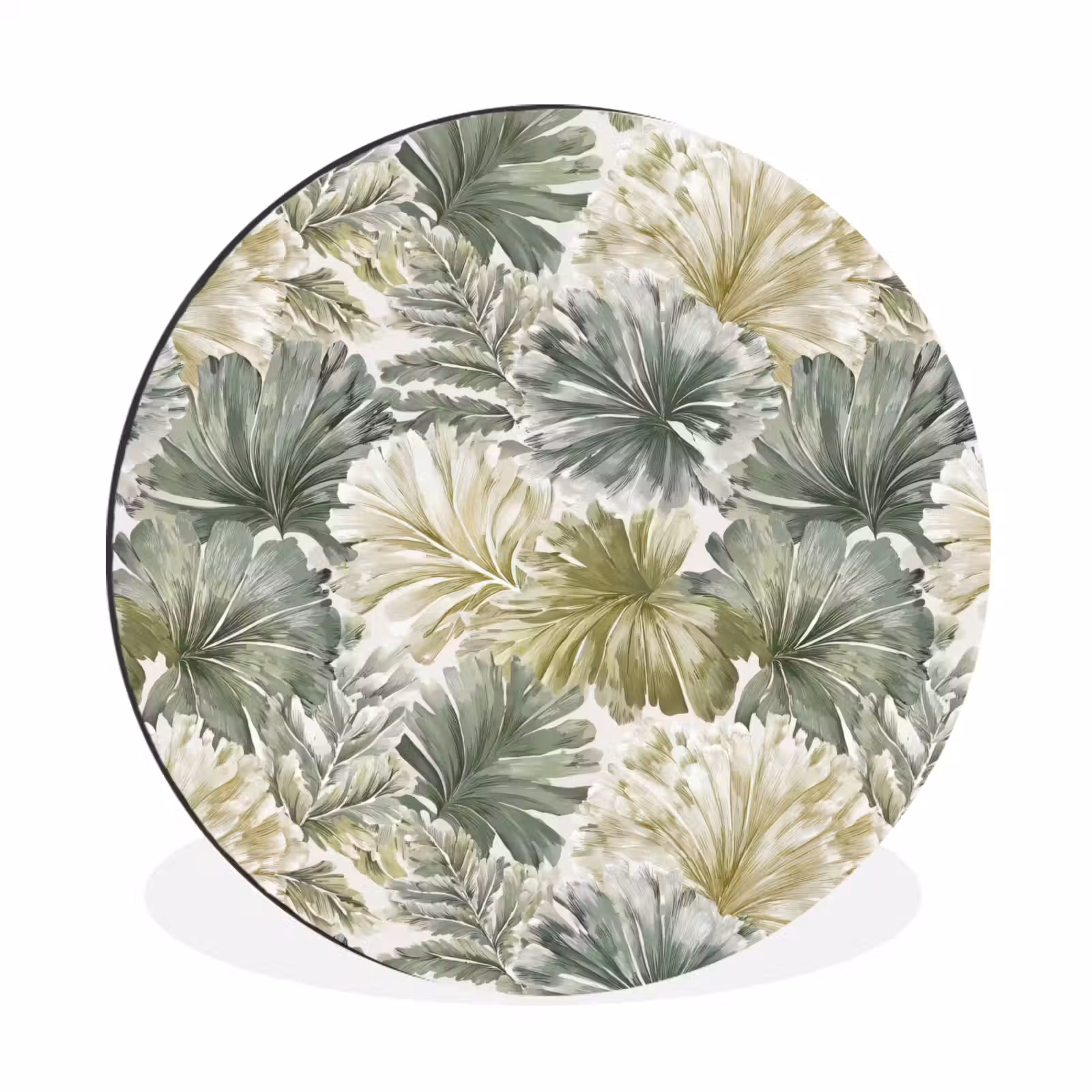 Wandcirkel - Aluminium - Bladeren - Botanisch - Groen — 1
