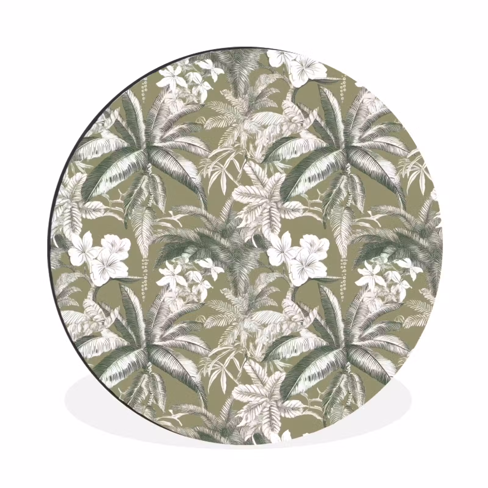 Wandcirkel - Aluminium - Botanisch - Bloemen - Groen — 1
