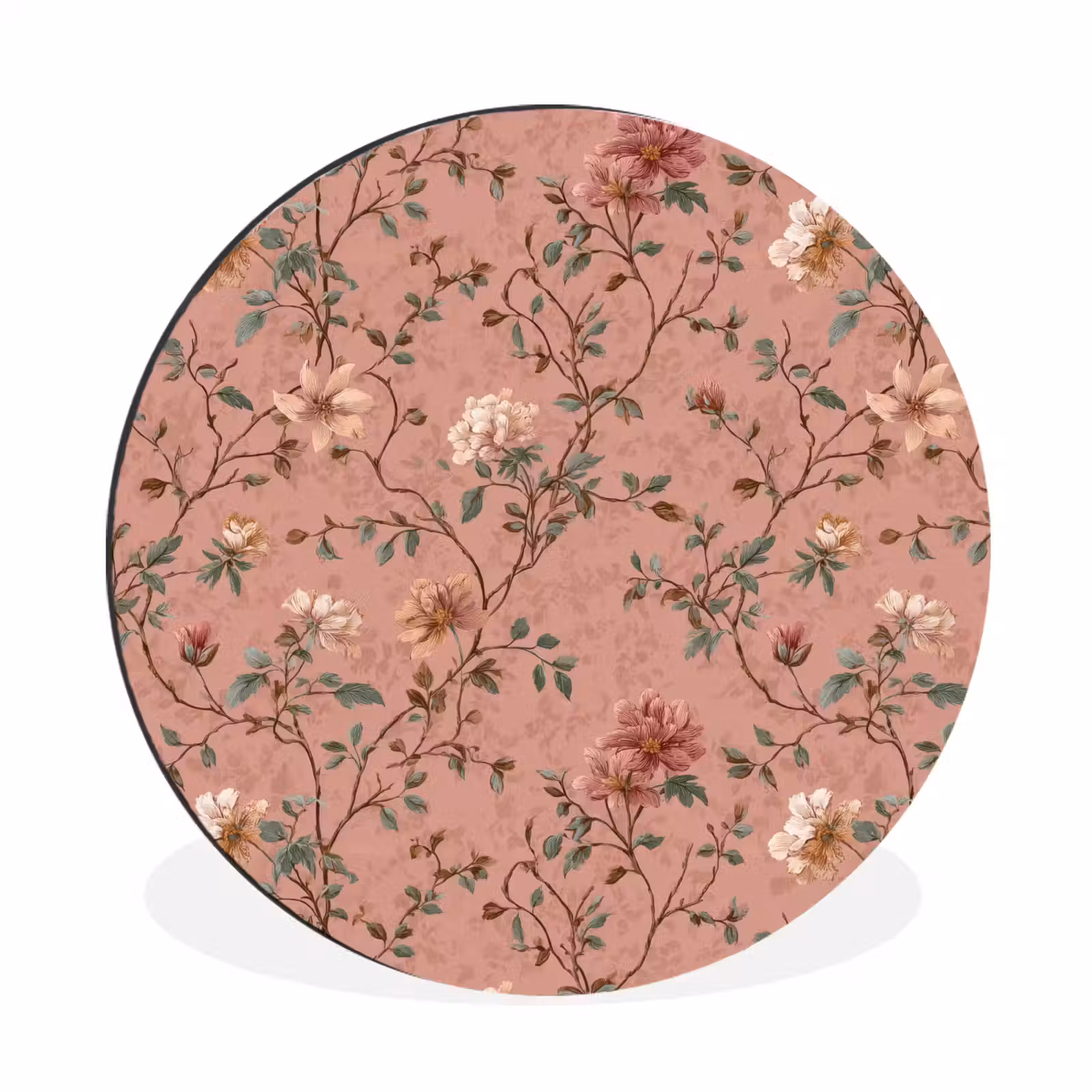 Wandcirkel - Aluminium - Botanisch - Bloemen - Roze — 1