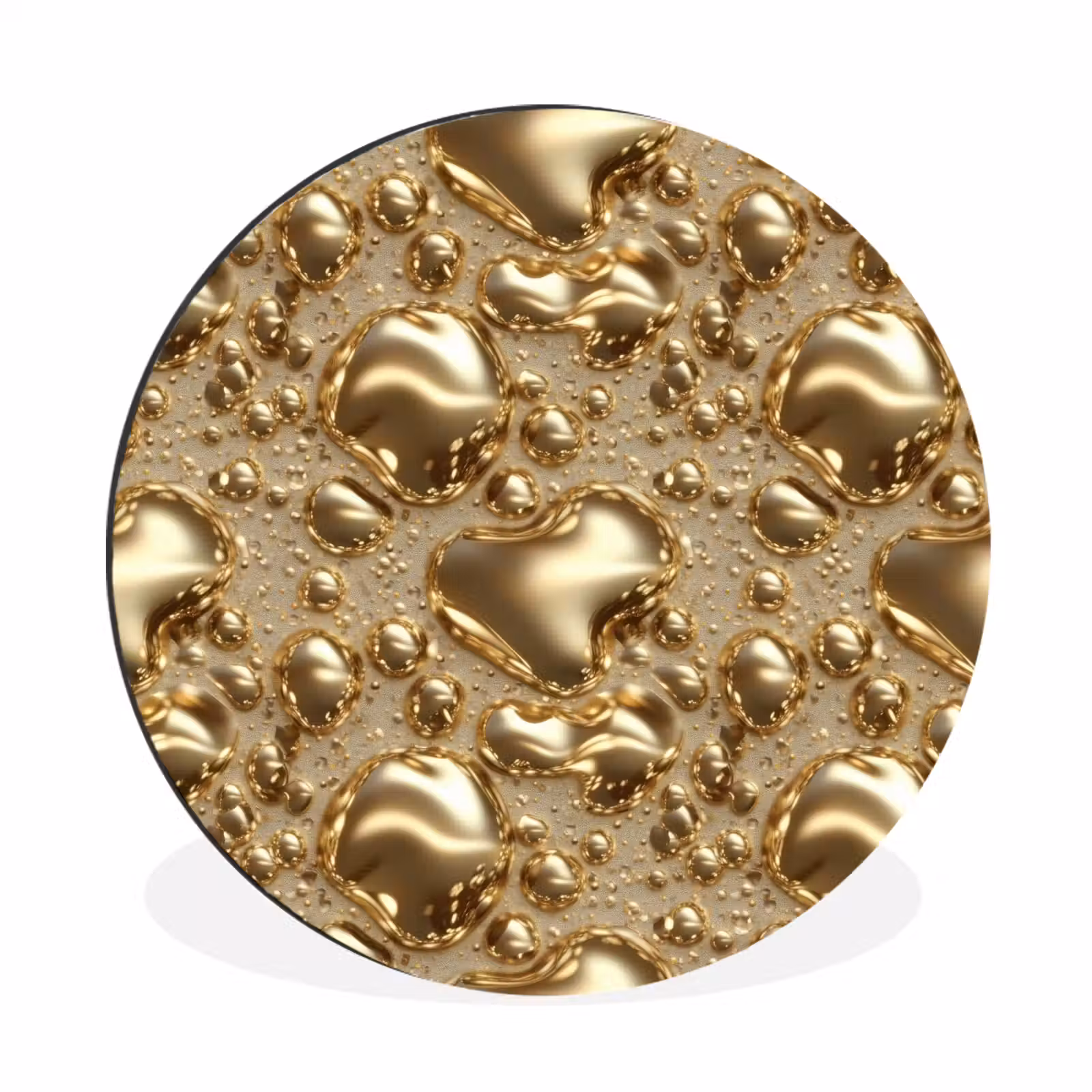 Wandcirkel - Aluminium - Druppels - Organisch - Goud — 1
