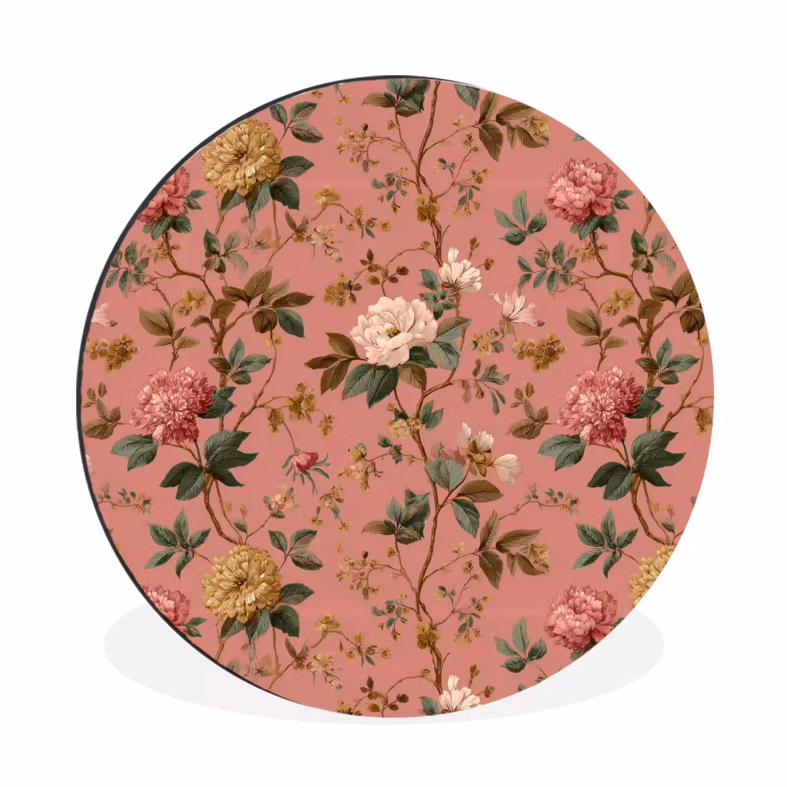 Wandcirkel - Aluminium - Klassiek - Botanisch - Roze — 1
