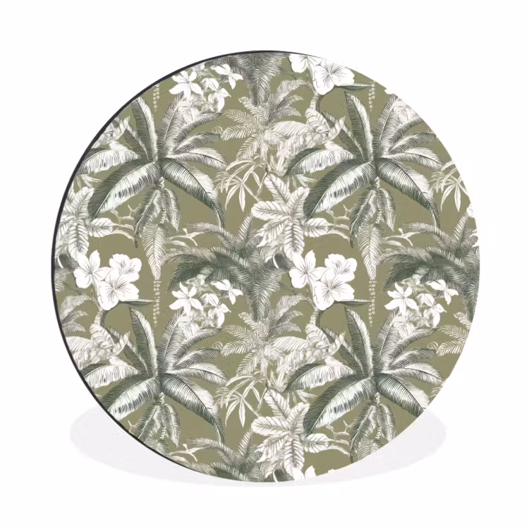 Wandcirkel - Aluminium - Botanisch - Bloemen - Groen — 1