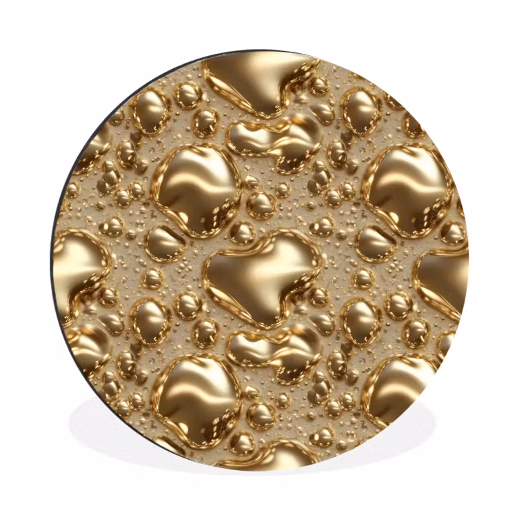 Wandcirkel - Aluminium - Druppels - Organisch - Goud — 1
