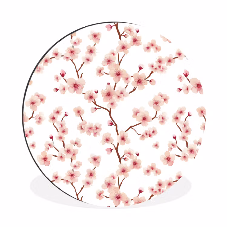Wandcirkel - Aluminium - Kersenbloesem - Takken - Roze — 1