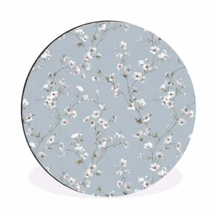 Wandcirkel - Aluminium - Klassiek - Bloemen - Blauw — 1