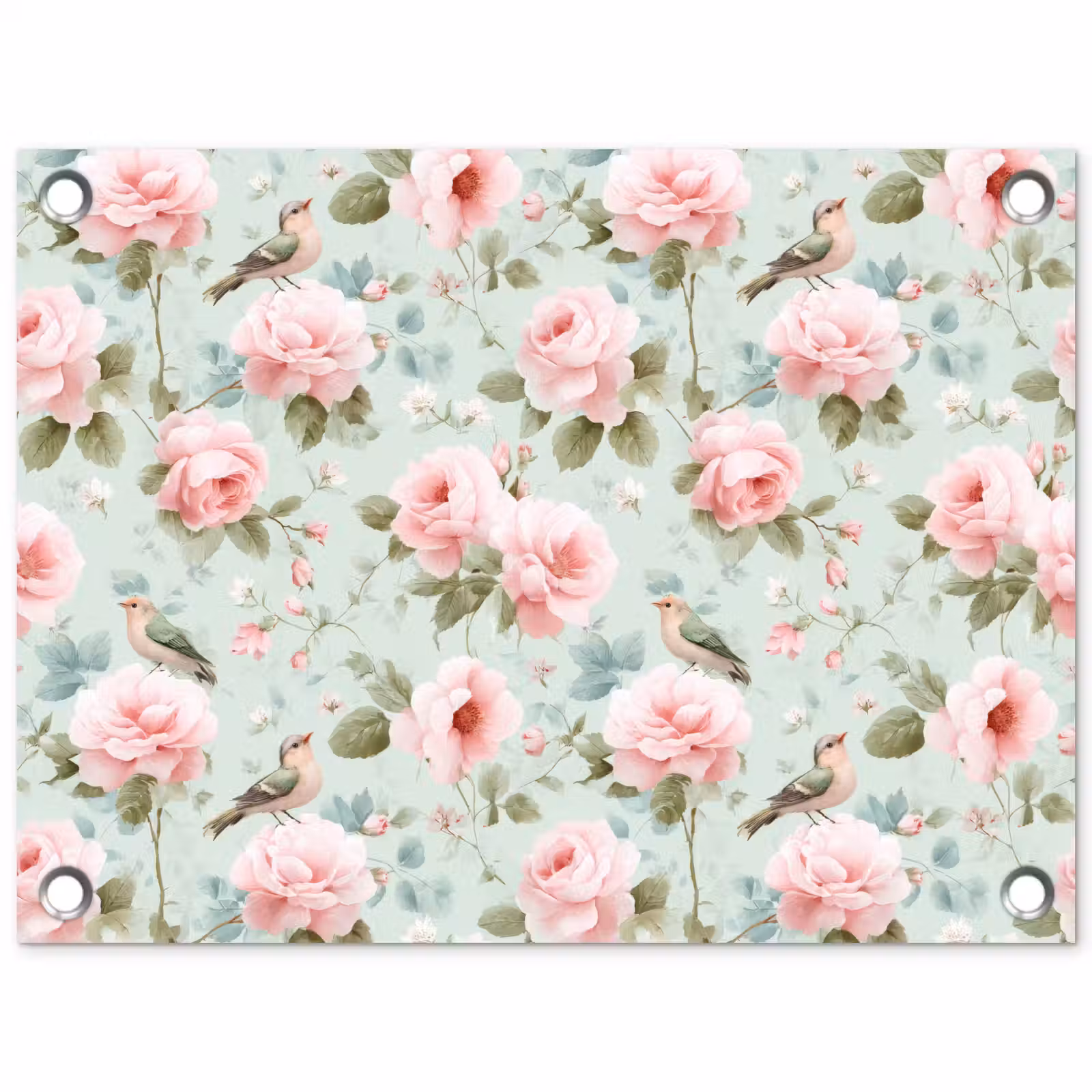 Tuinposter - Rozen - Vogels - Pastel - Kleurrijk — 1