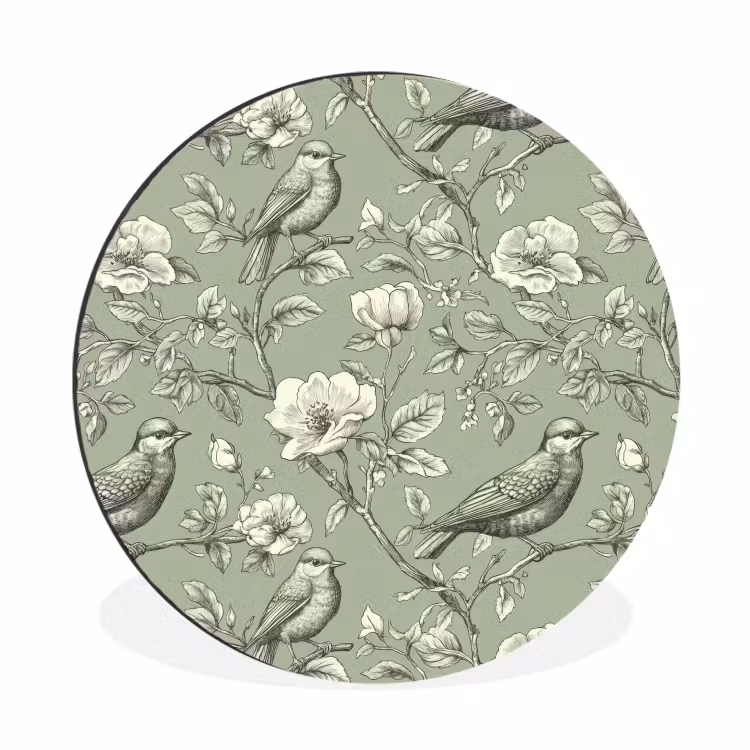 Wandcirkel - Aluminium - Klassiek - Botanisch - Groen — 1