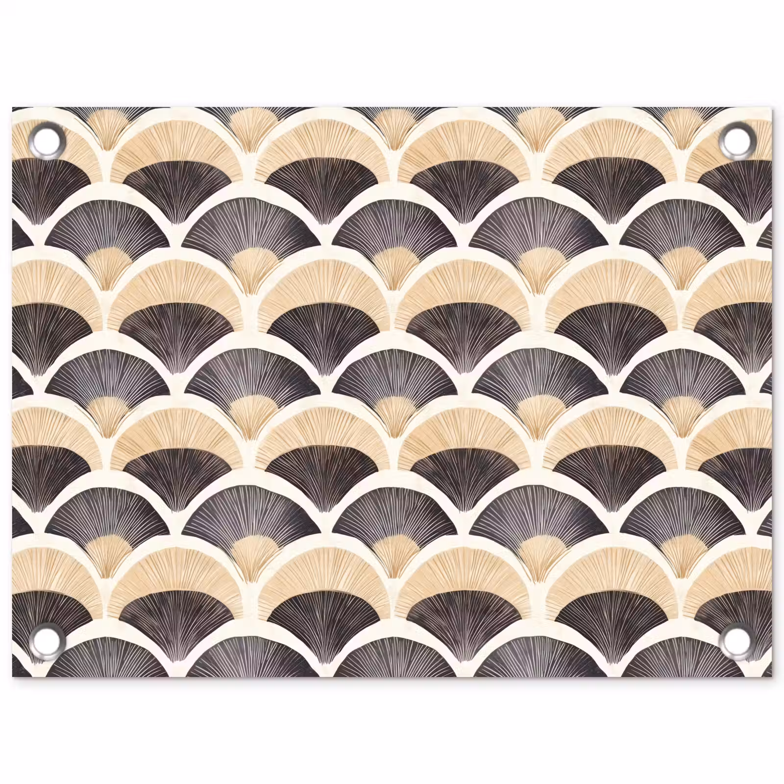 Tuinposter - Waaier - Patroon - Zwart - Beige — 1