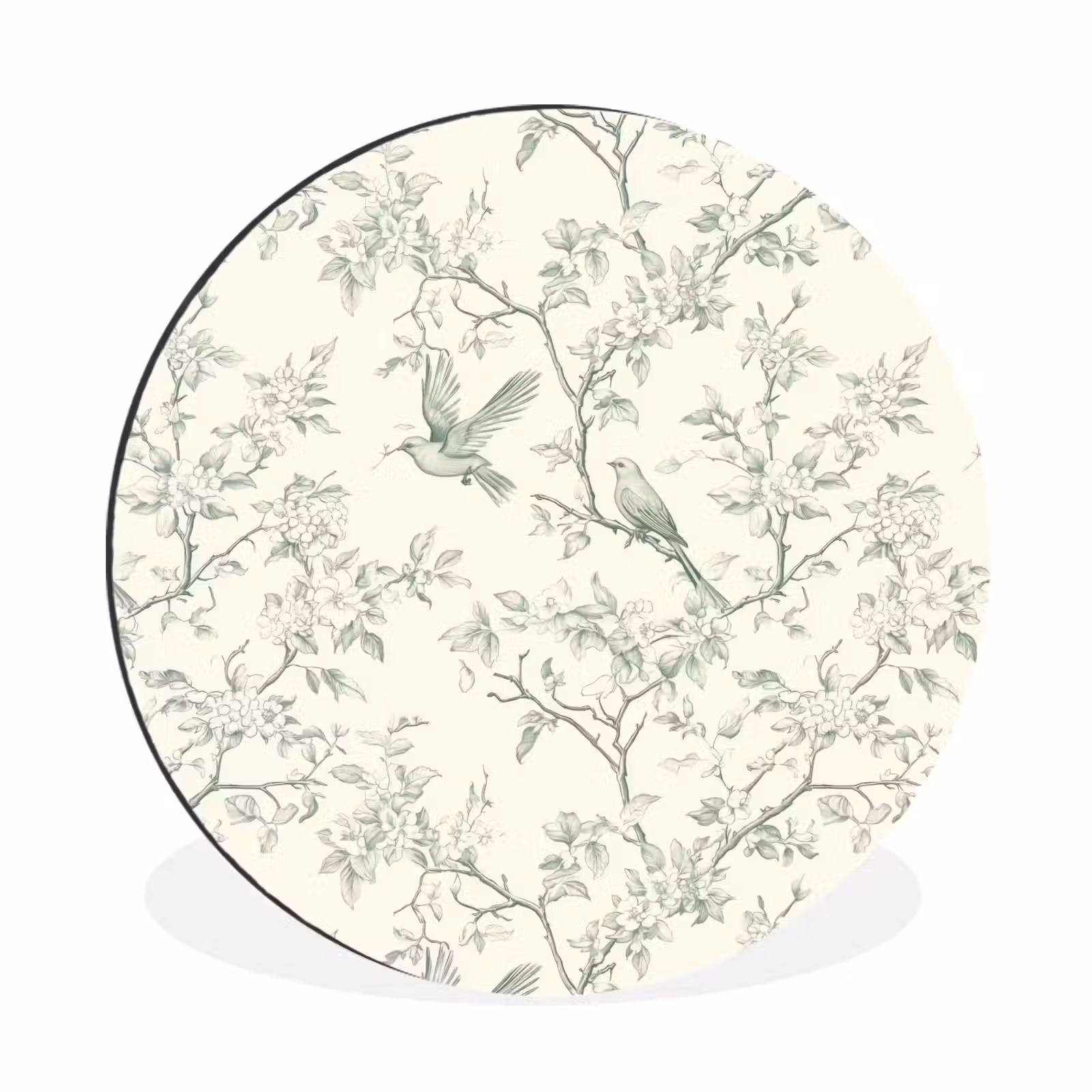 Wandcirkel - Aluminium - Klassiek - Vogels - Groen — 1