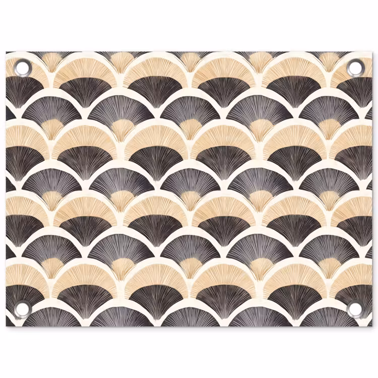 Tuinposter - Waaier - Patroon - Zwart - Beige — 1