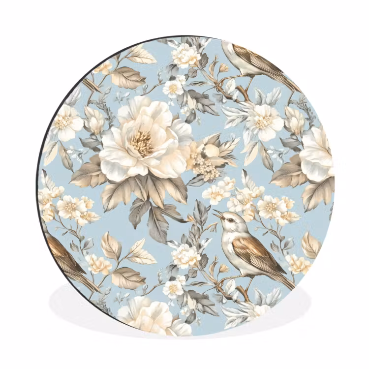 Wandcirkel - Aluminium - Botanisch - Zangvogel - Blauw — 1