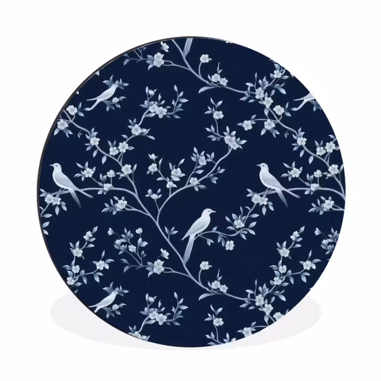 Wandcirkel - Aluminium - Grafisch - Bloesemtak - Blauw — 1