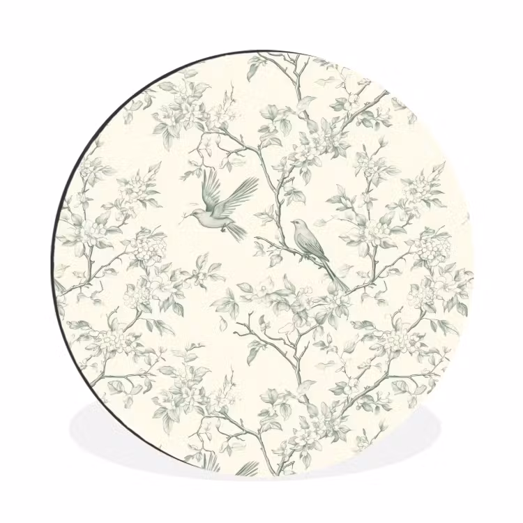 Wandcirkel - Aluminium - Klassiek - Vogels - Groen — 1