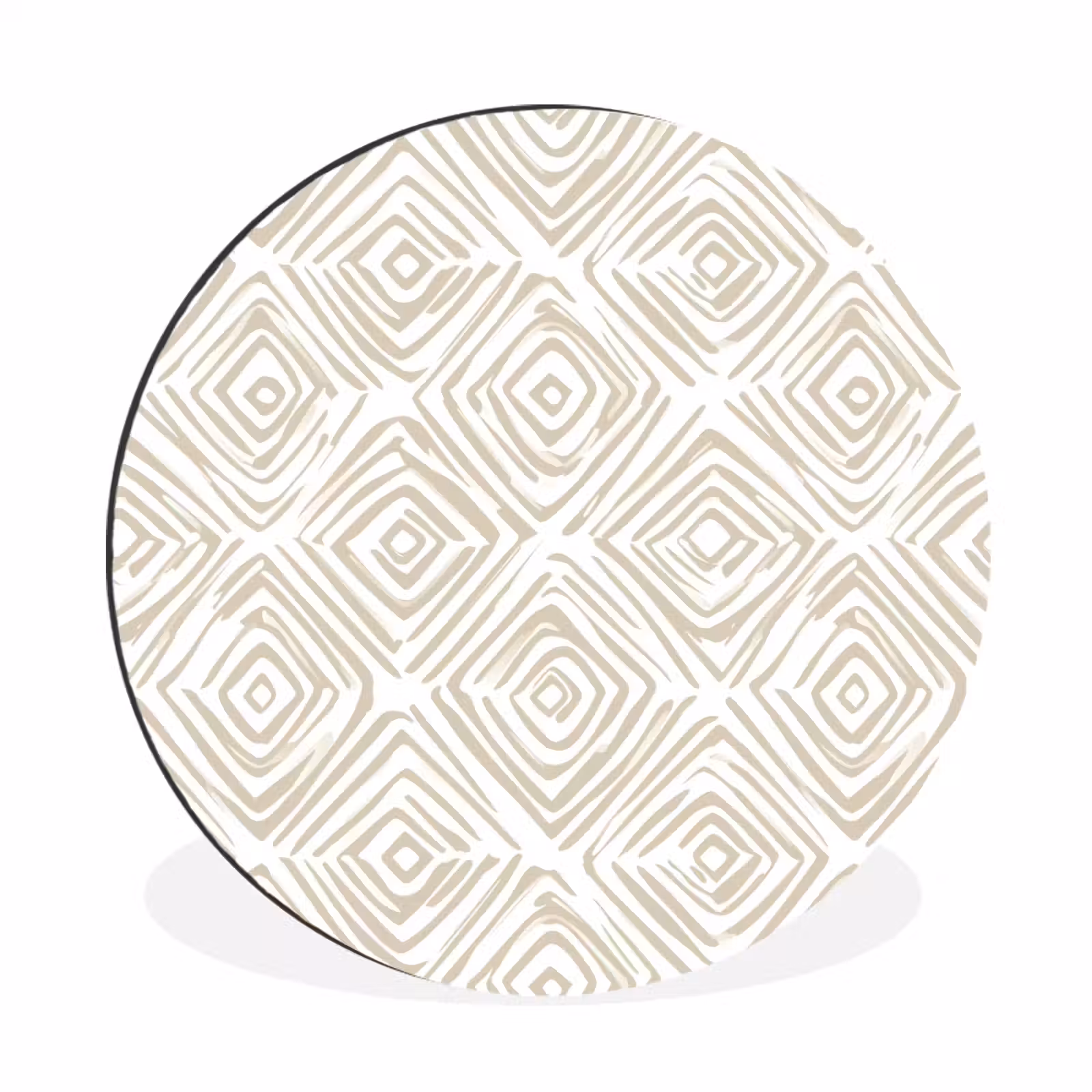 Wandcirkel - Aluminium - Abstract - Ruit - Beige — 1