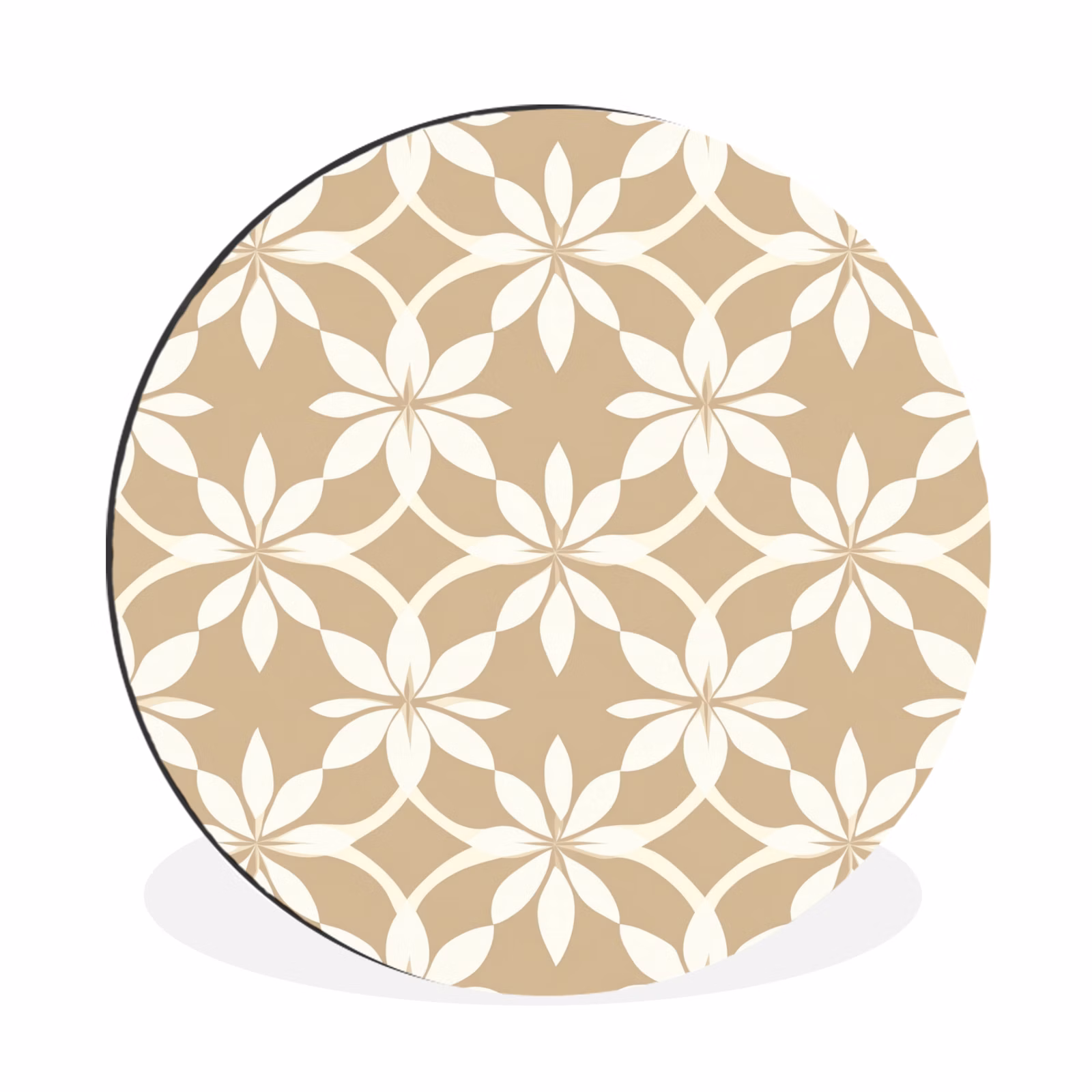 Wandcirkel - Aluminium - Bloemen - Patroon - Beige — 1