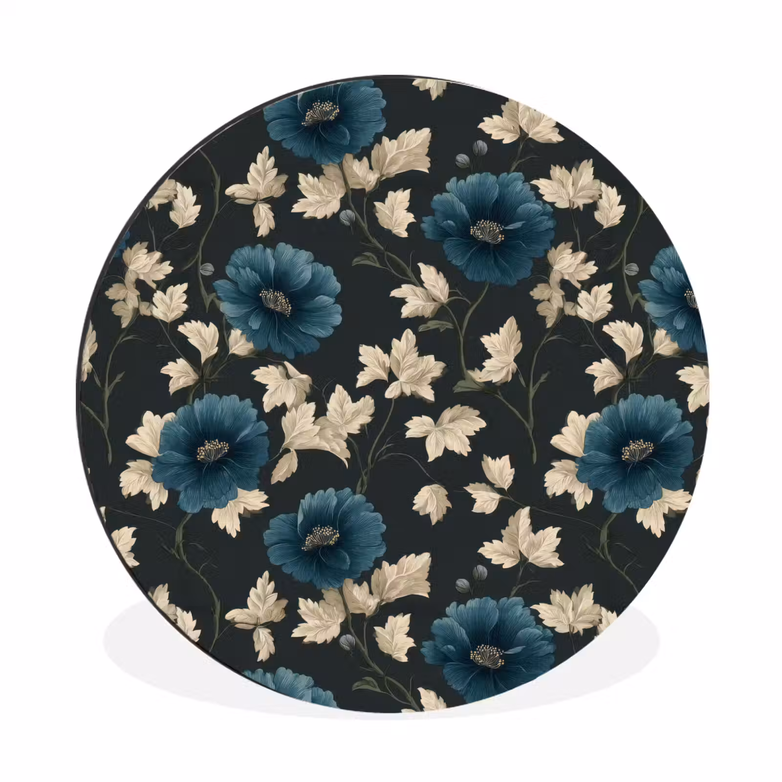 Wandcirkel - Aluminium - Botanisch - Bloemen - Blauw — 1