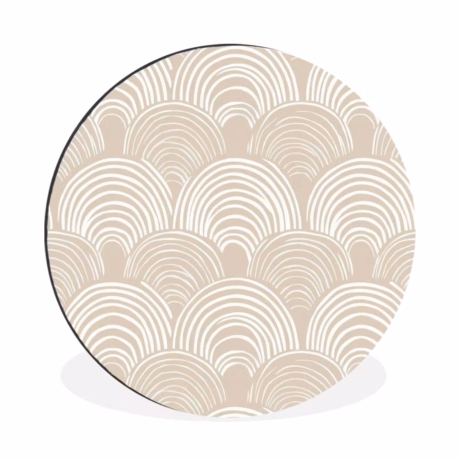 Wandcirkel - Aluminium - Golven - Structuur - Beige — 1