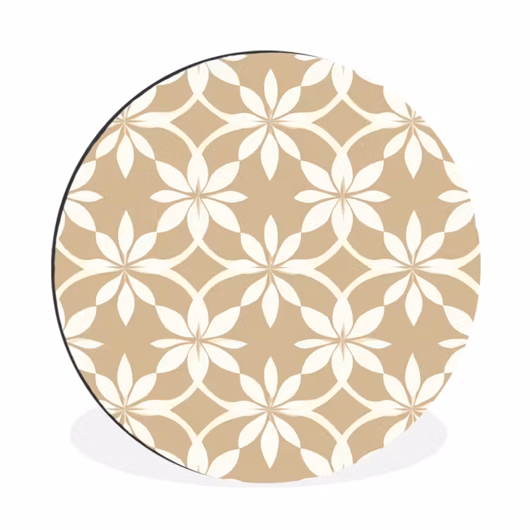 Wandcirkel - Aluminium - Bloemen - Patroon - Beige — 1