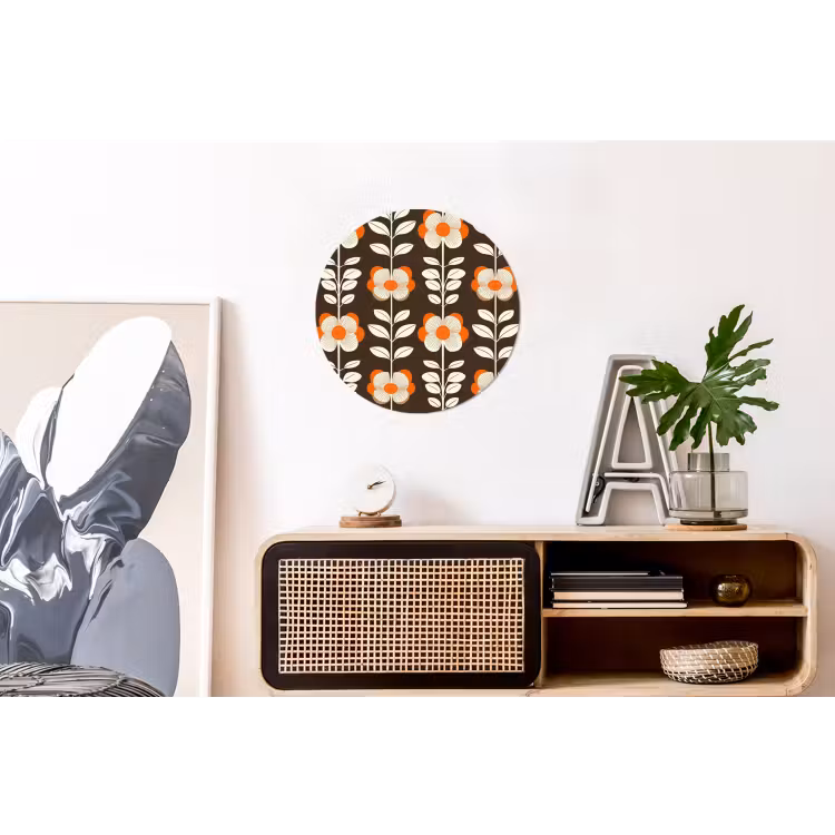 Wandcirkel - Aluminium - Bloemen - Retro - Bruin — 3