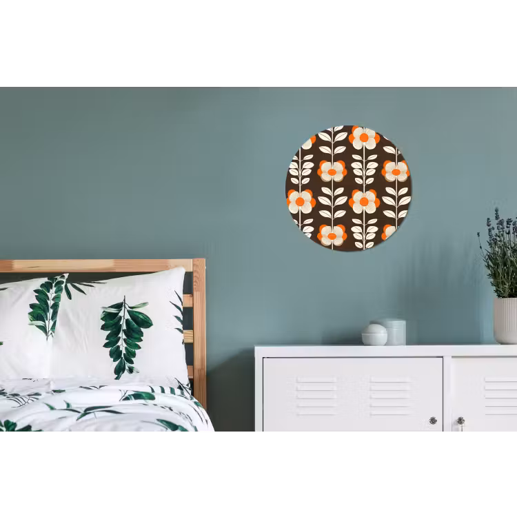 Wandcirkel - Aluminium - Bloemen - Retro - Bruin — 4