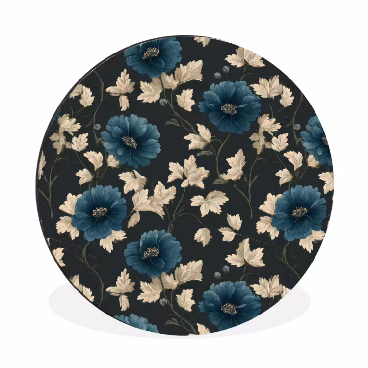 Wandcirkel - Aluminium - Botanisch - Bloemen - Blauw — 1