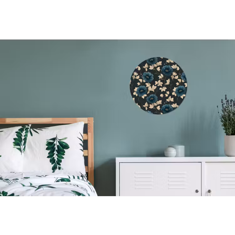 Wandcirkel - Aluminium - Botanisch - Bloemen - Blauw — 4