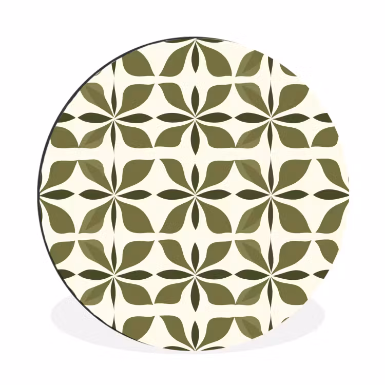 Wandcirkel - Aluminium - Botanisch - Retro - Groen — 1