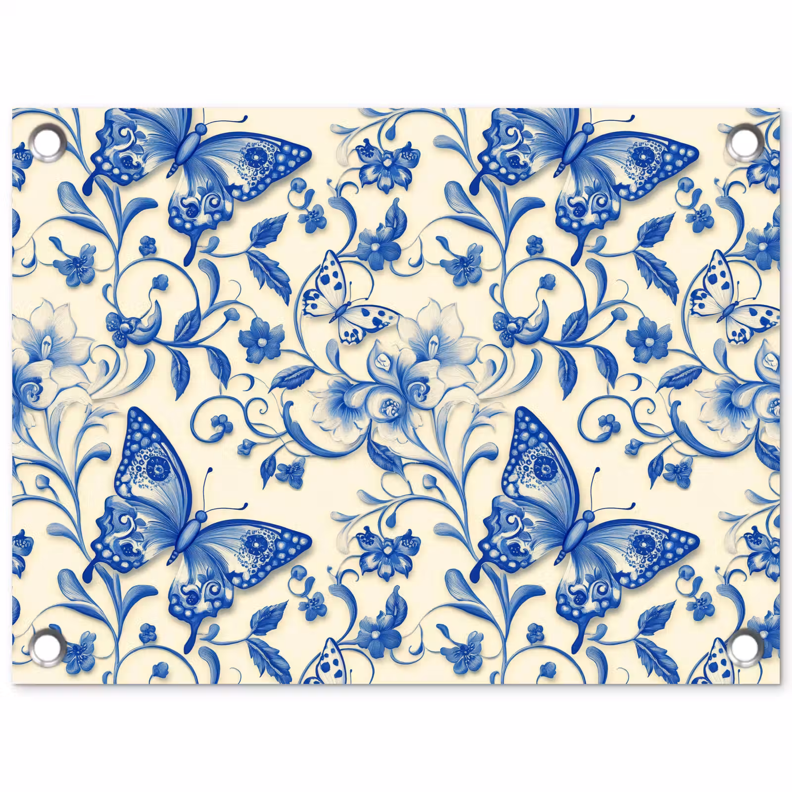 Tuinposter - Vlinders - Bloemen - Blauw - Botanisch — 1