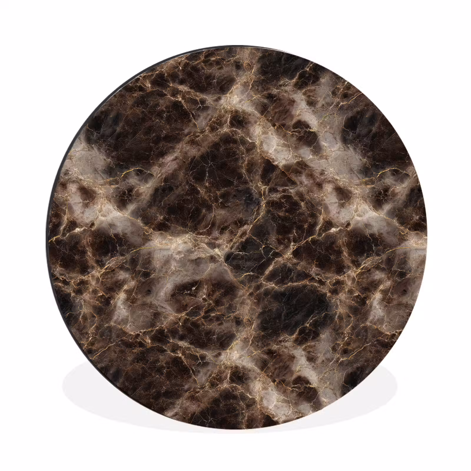 Wandcirkel - Aluminium - Bruin - Goud - Marmer — 1