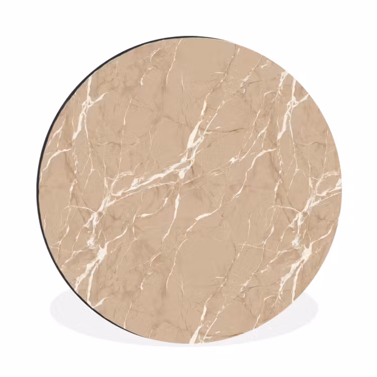 Wandcirkel - Aluminium - Beige - Marmer - Organisch - Wit — 1