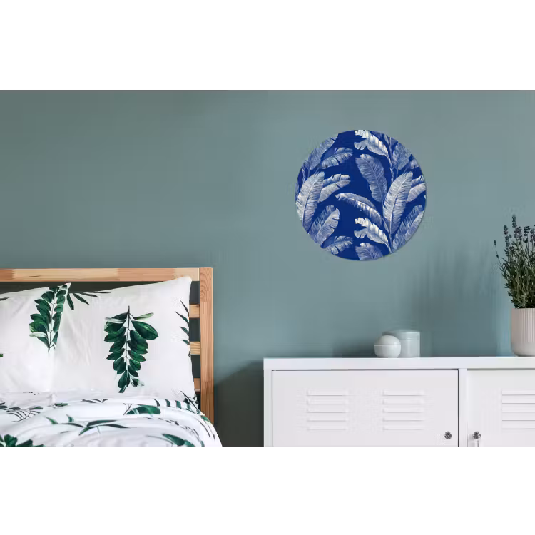 Wandcirkel - Aluminium - Blad - Palm - Blauw — 4
