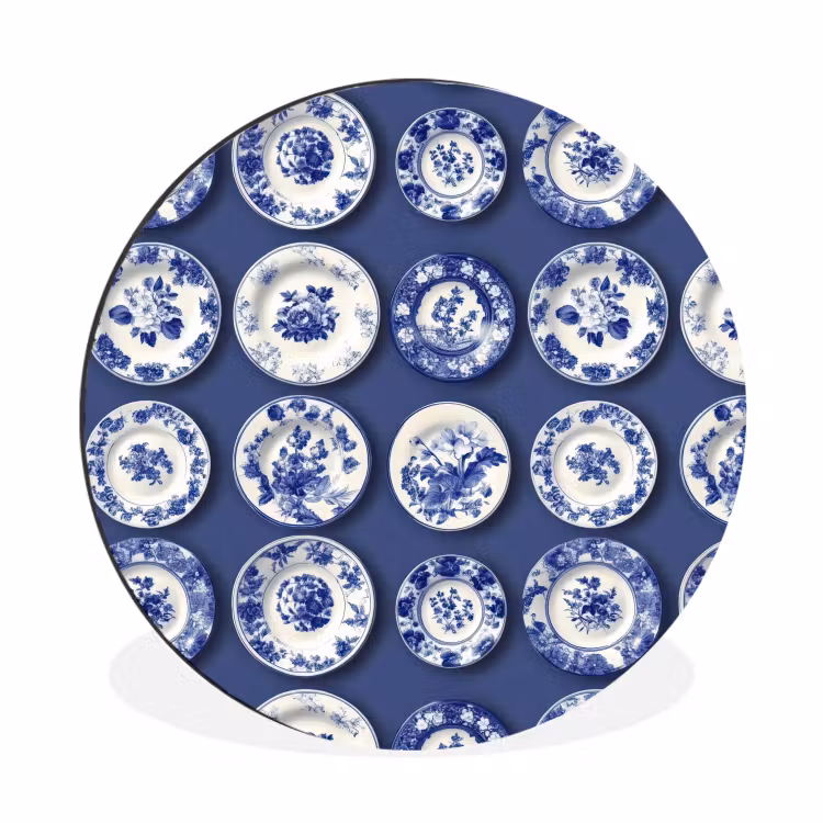 Wandcirkel - Aluminium - Borden - Floraal - Blauw — 1