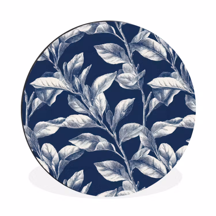 Wandcirkel - Aluminium - Botanisch - Patroon - Blauw — 1