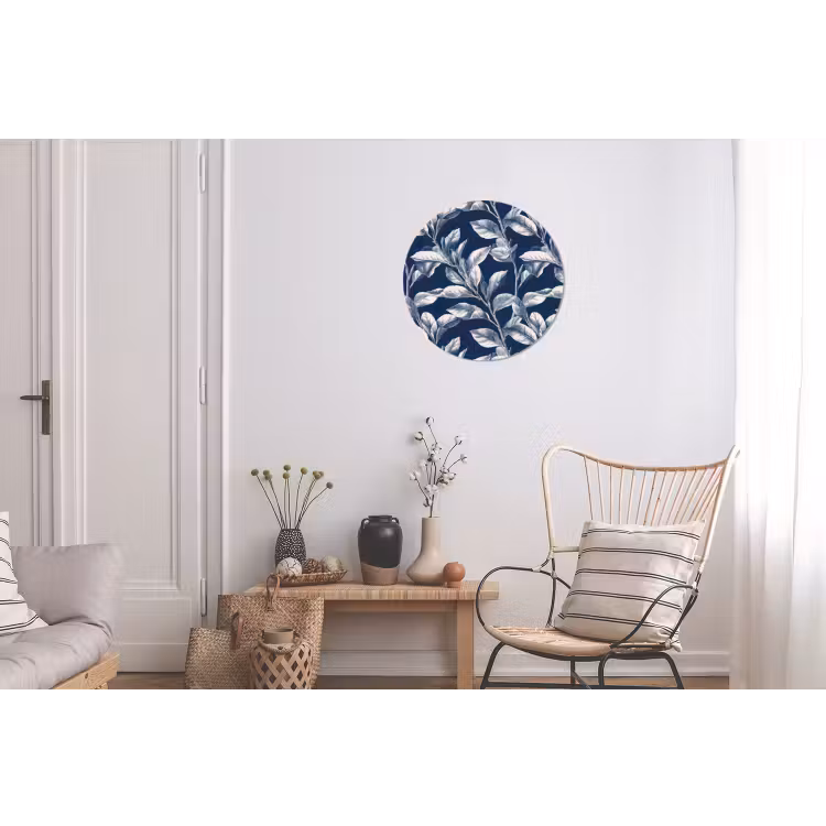 Wandcirkel - Aluminium - Botanisch - Patroon - Blauw — 2
